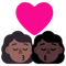 Kiss- Woman- Woman- Medium-Dark Skin Tone- Dark Skin Tone emoji on Microsoft